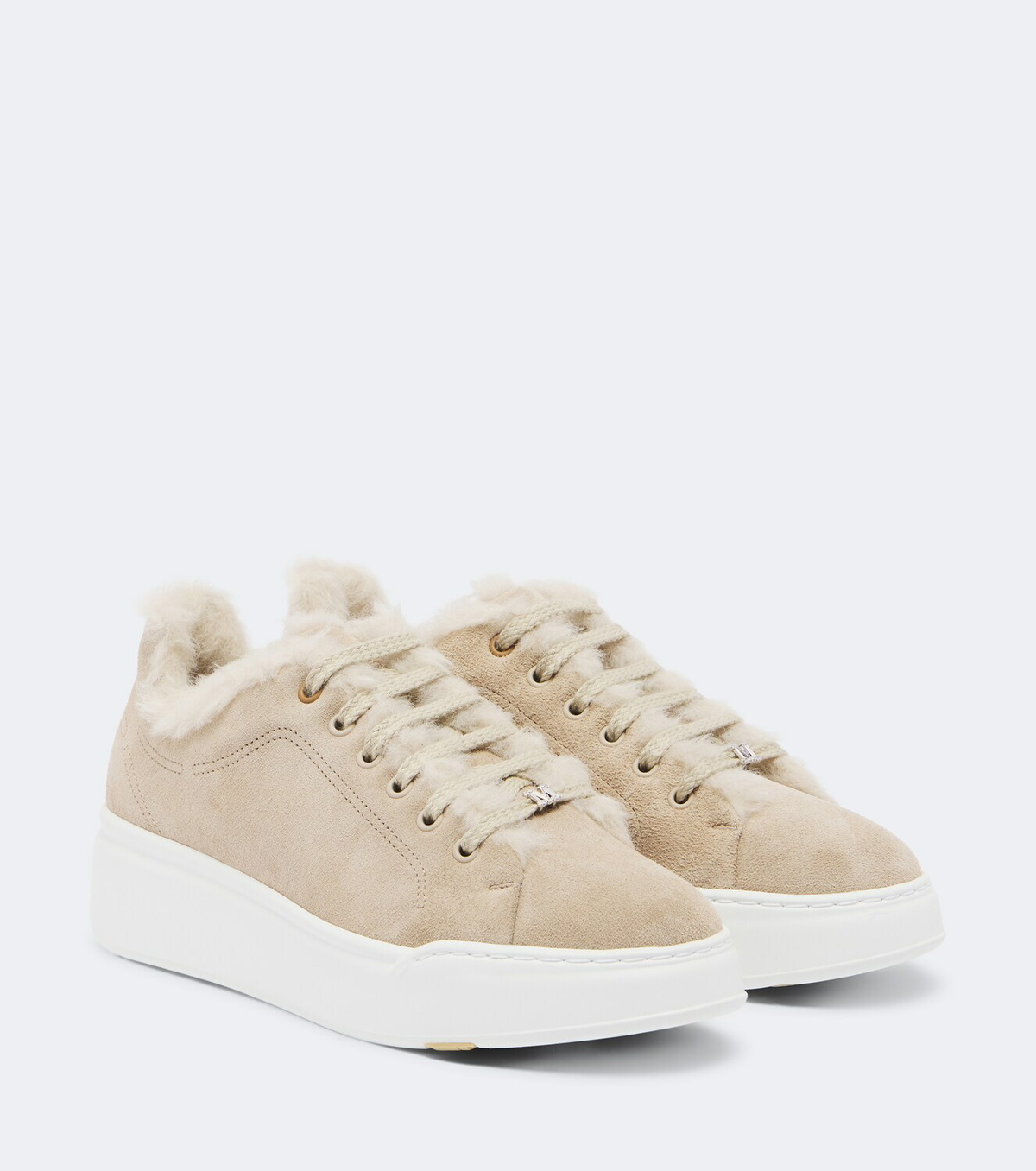 Max Mara Shearling-lined suede low-top sneakers