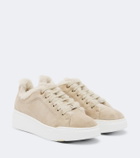 Max Mara Shearling-lined suede low-top sneakers