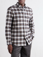 Brioni - Checked Cotton-Flannel Shirt - White