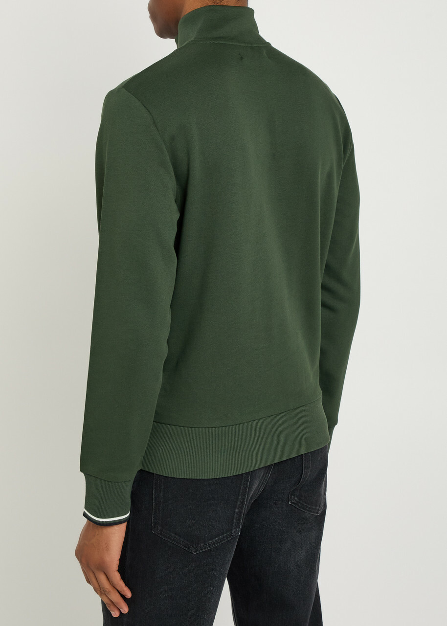 Fred Perry Half-zip Logo-embroidered Cotton Sweatshirt Dark Green