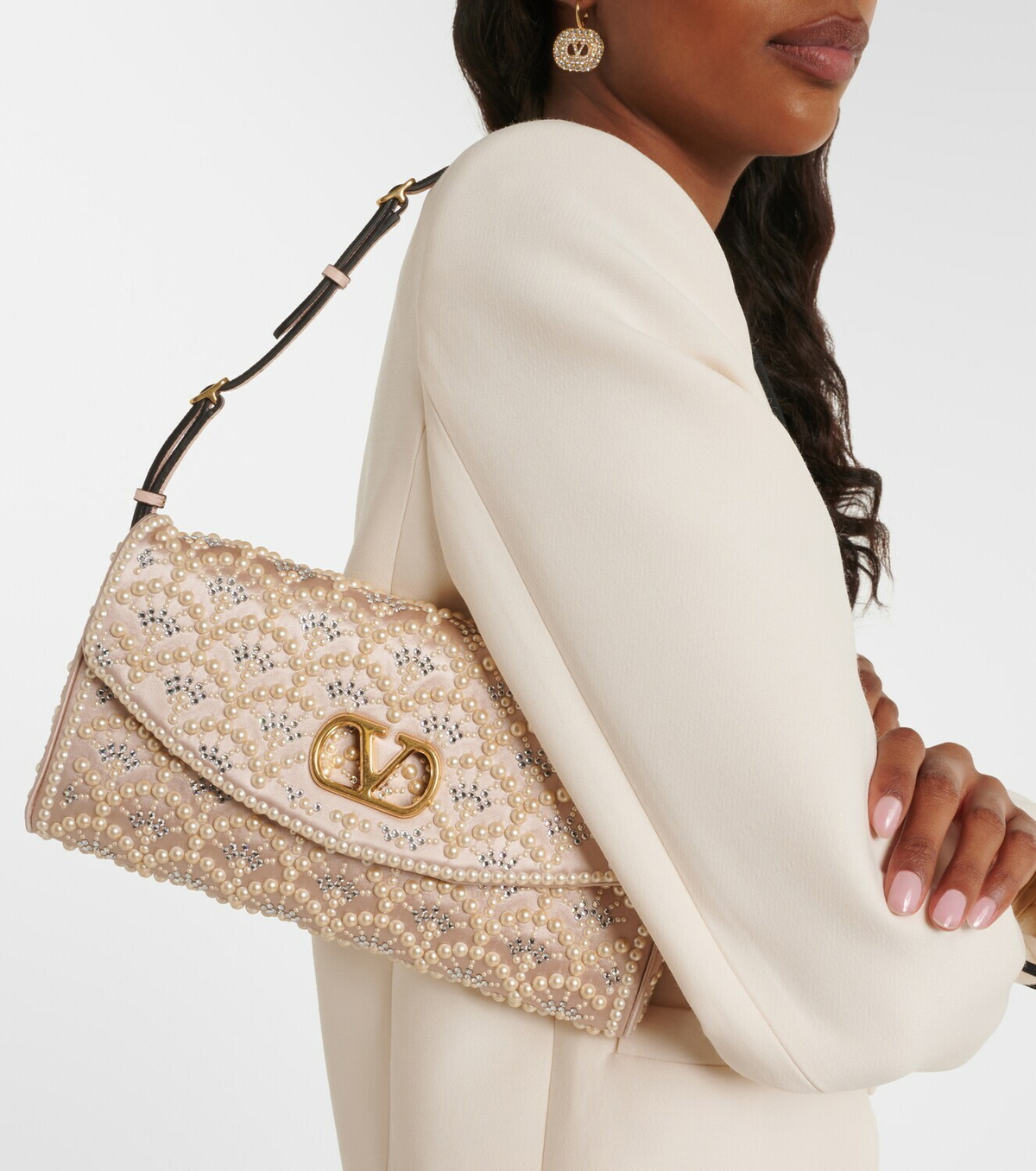 Valentino Garavani DeVain Small embellished satin shoulder bag