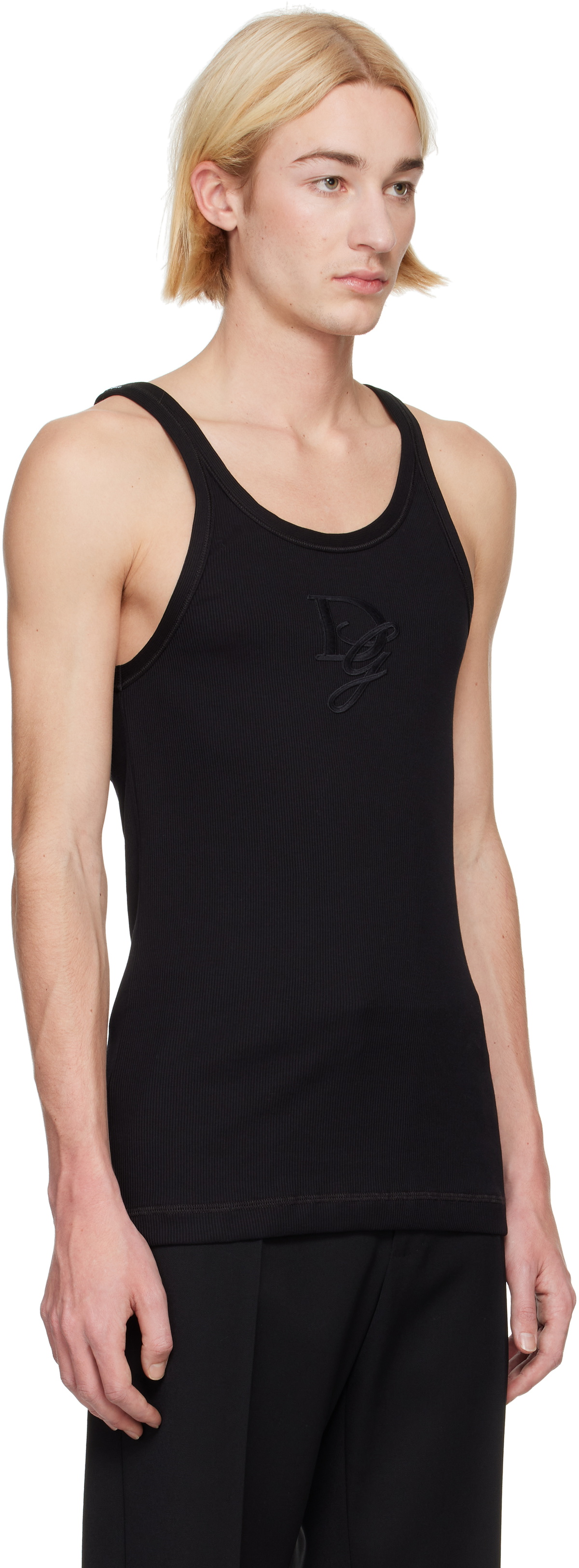 Dolce&Gabbana Black Logo Patch Tank Top