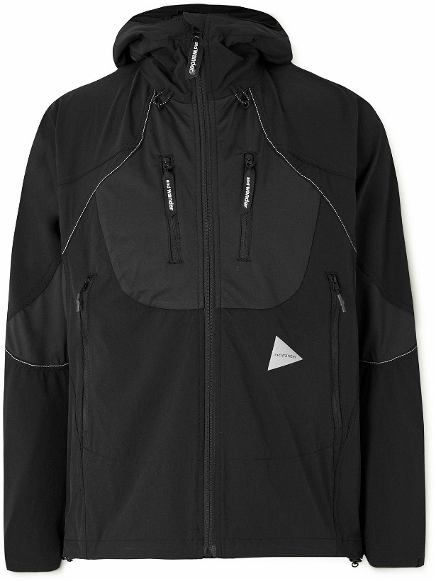 Photo: And Wander - Logo-Print Shell Hooded Jacket - Black