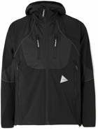 And Wander - Logo-Print Shell Hooded Jacket - Black