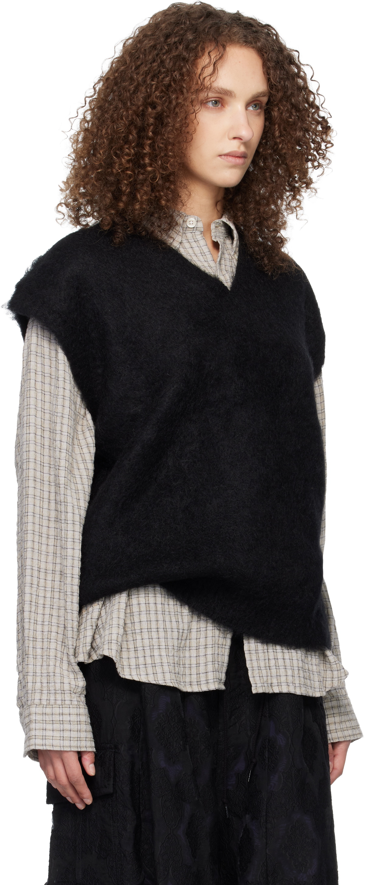 NEEDLES Black Mohair Knit Vest
