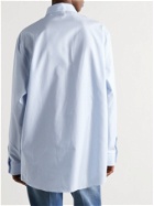 GUCCI - Embroidered Pinstriped Cotton-Poplin Shirt - Blue
