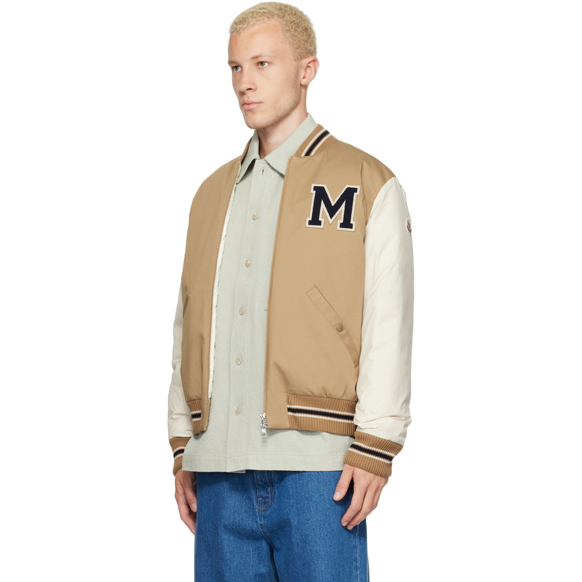 Moncler Beige Oreane Down Bomber Jacket