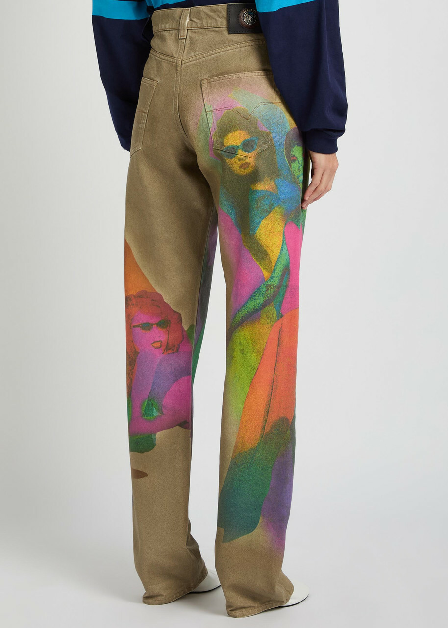 Versace The Femmes Printed Straight-leg Jeans Multicoloured