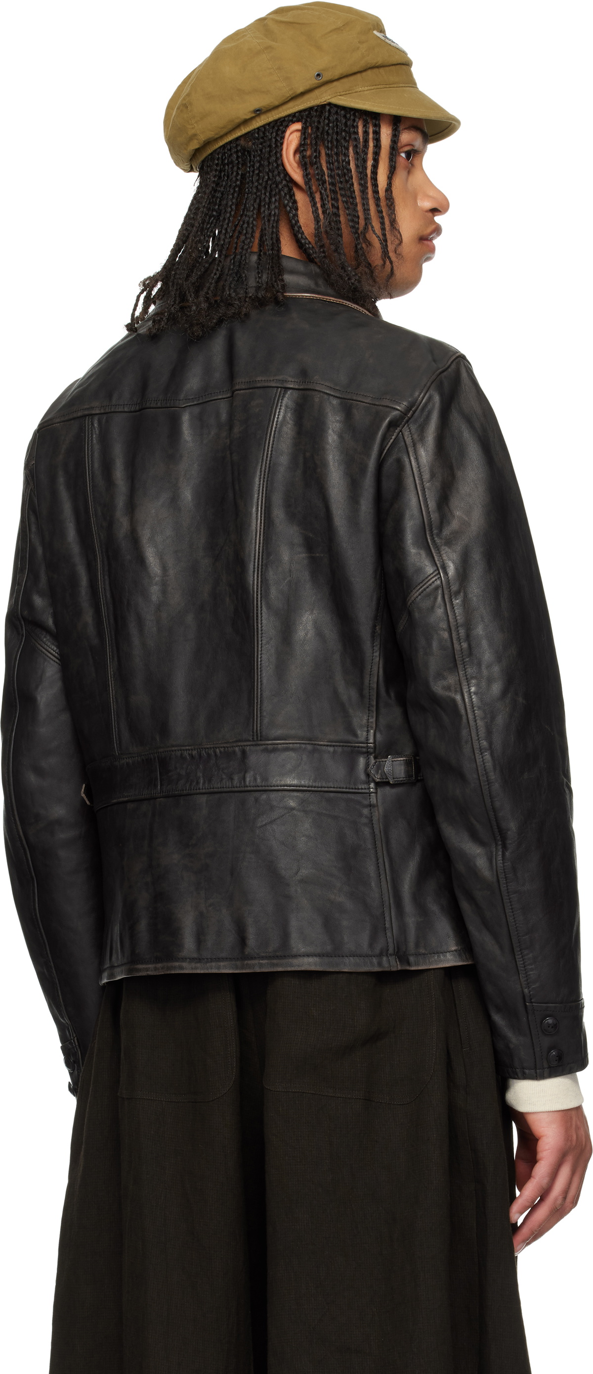 RRL Black Lynton Moto Leather Jacket