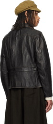 RRL Black Lynton Moto Leather Jacket