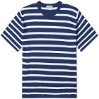 John Smedley Men's Allan Stripe T-Shirt in French Navy/White