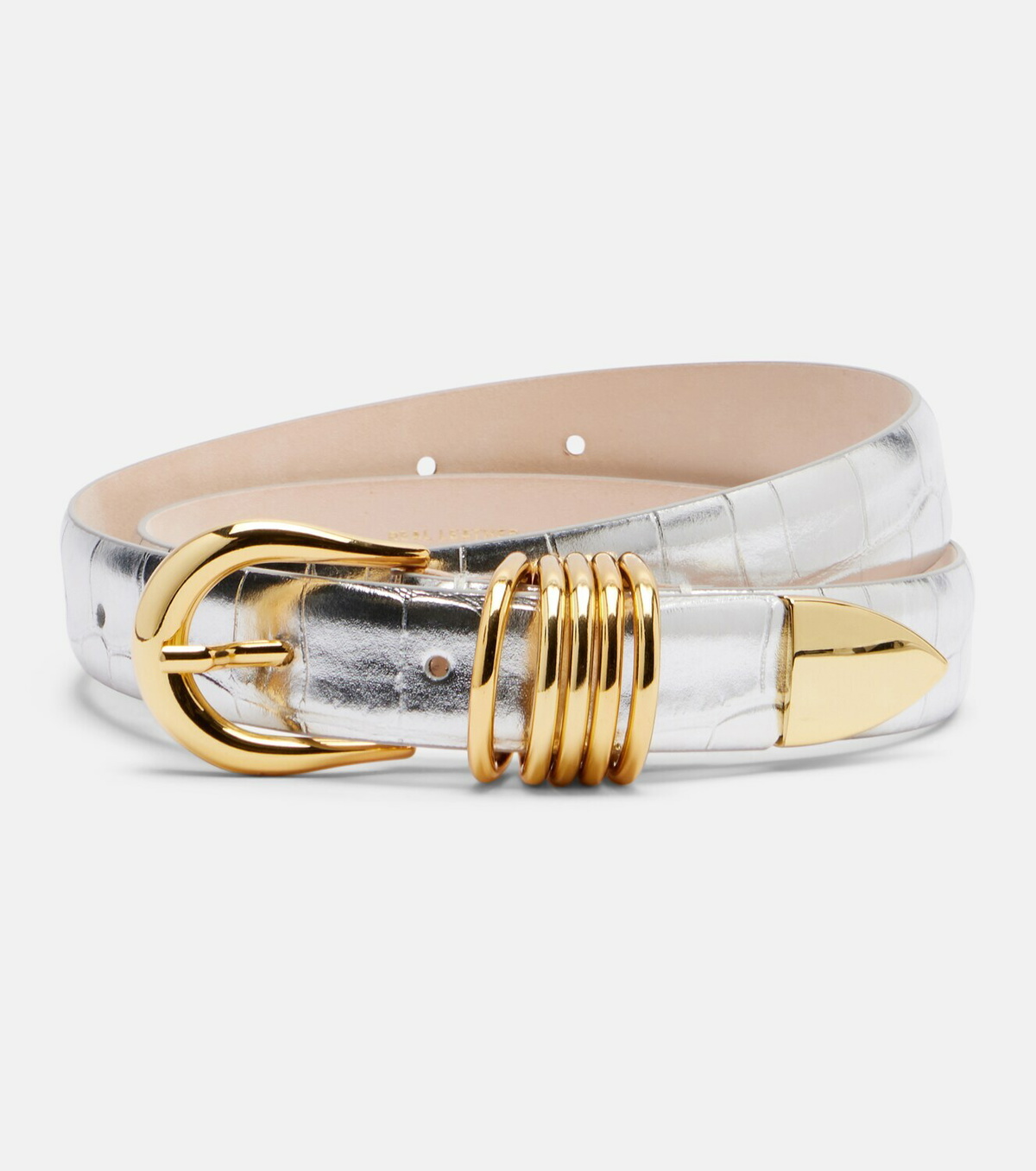 Déhanche Hollyhock croc-effect mirrored leather belt