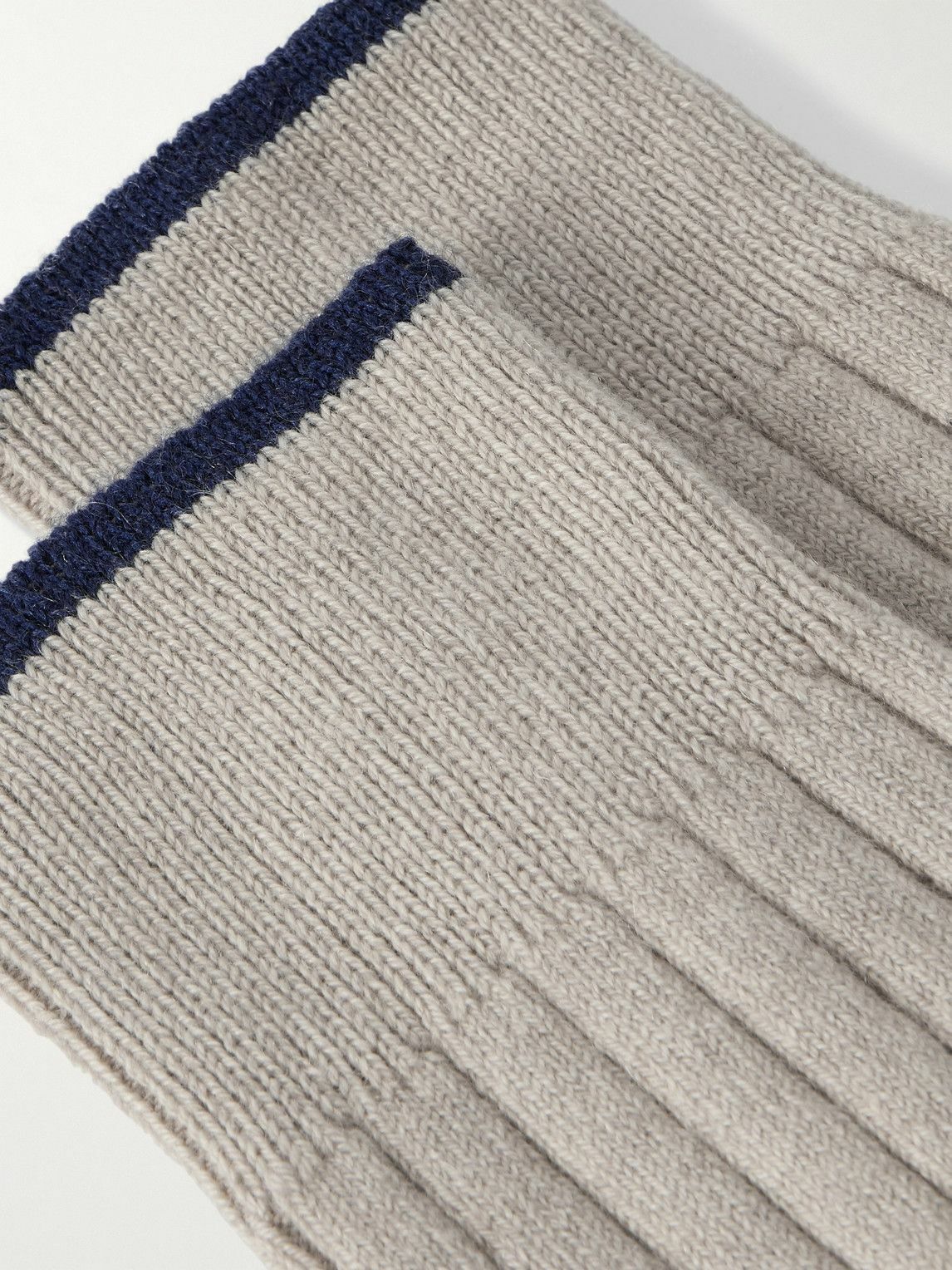 Brunello Cucinelli - Ribbed Virgin Wool-Blend Socks - Neutrals