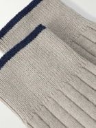 Brunello Cucinelli - Ribbed Virgin Wool-Blend Socks - Neutrals