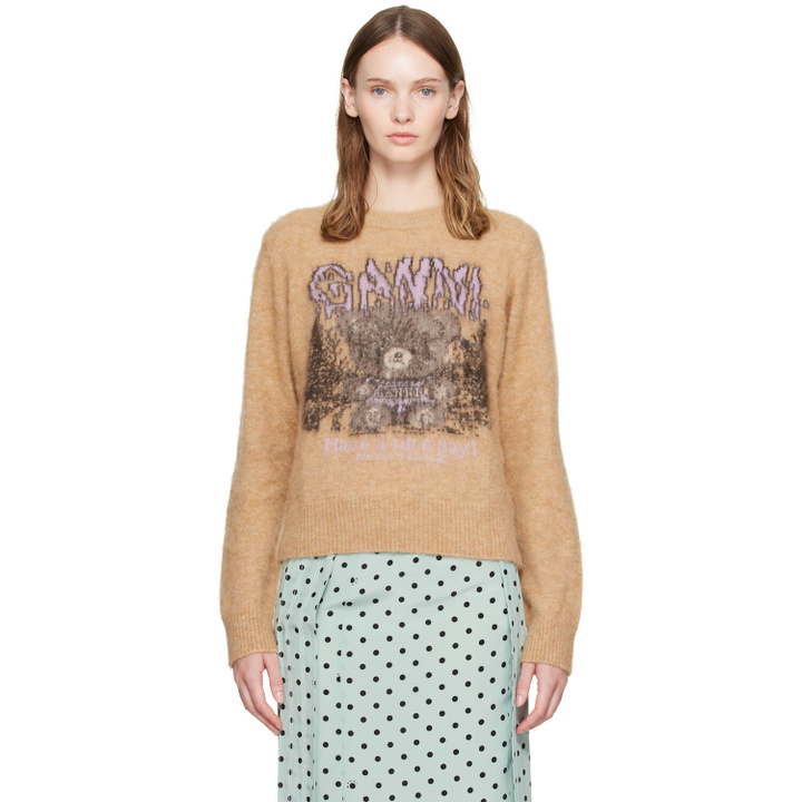Photo: GANNI Beige Brushed Alpaca Forest Teddy Sweater