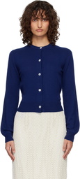 Jil Sander Blue Wool Crew Neck Long Sleeves Cardigan