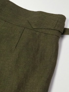 Richard James - Hepworth 2 Straight-Leg Pleated Linen Shorts - Green