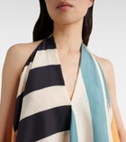 Loewe Printed asymmetric halterneck silk top