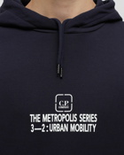 C.P. Company Metropolis Series Stretch Fleece Graphic Hoodie Blue - Mens - Hoodies
