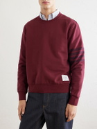 Thom Browne - 4-Bar Stripe Cotton-Jersey Sweatshirt - Burgundy