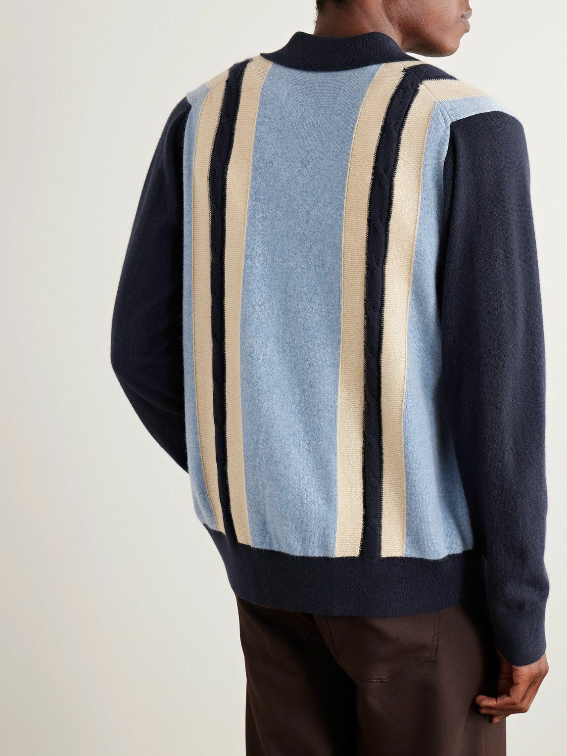 Guest In Residence - Cable Plaza Striped Cashmere Shirt - Blue
