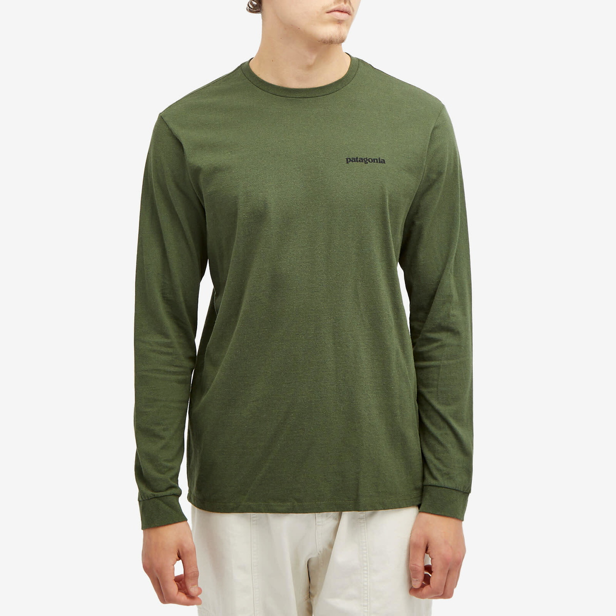 Patagonia Men's Long Sleeve P-6 Logo Responsibili-T-Shirt in Torrey Pine Green