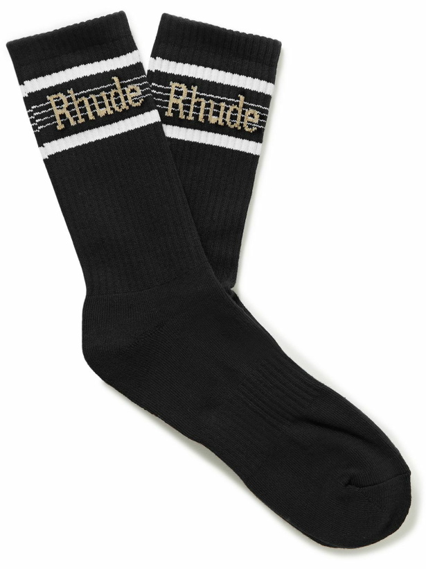 Photo: Rhude - Ribbed Logo-Jacquard Cotton-Blend Socks
