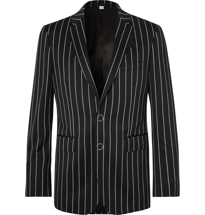 Photo: Burberry - Black Slim-Fit Pinstriped Virgin Wool-Blend Suit Jacket - Black