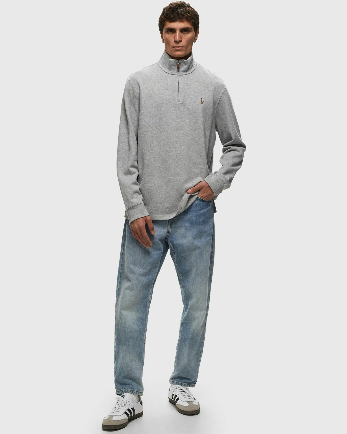 Polo Ralph Lauren Lshzm1 Long Sleeve Knit Grey Pullovers Polo