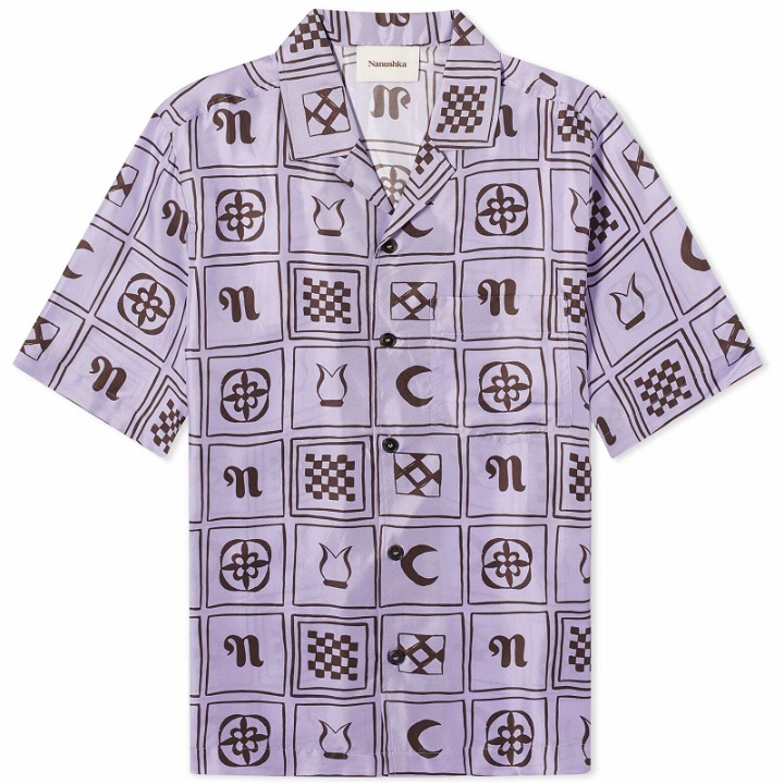 Photo: Nanushka Men's Bodil Silk Vacation Shirt in Totem Lilac