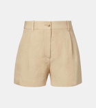 Nili Lotan Pleated high-rise linen and silk shorts