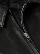 Neighborhood - Logo-Embroidered Leather Jacket - Black