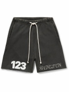 RRR123 - Gymbag Frayed Logo-Print Embroidered Cotton-Jersey Shorts - Black