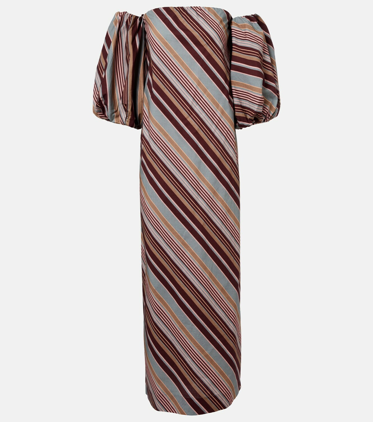 Adriana Degreas Striped off-shoulder cotton-blend maxi dress