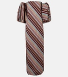 Adriana Degreas Striped off-shoulder cotton-blend maxi dress