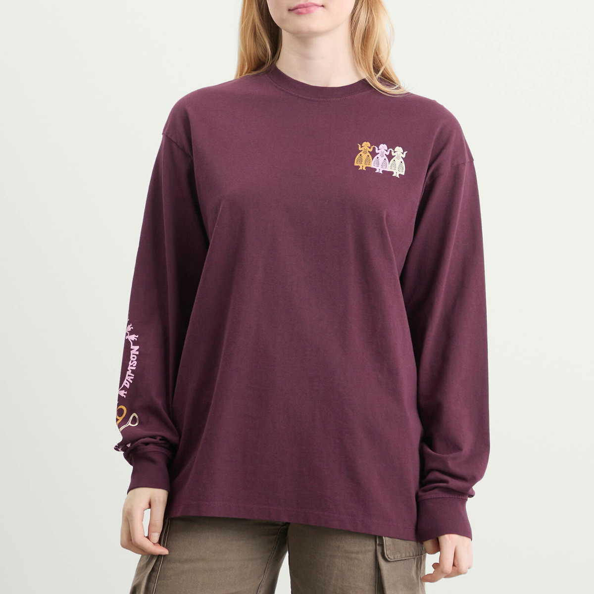 Damson Madder Women's Paper Cut Gals Long Sleeve T-Shirt in Fig