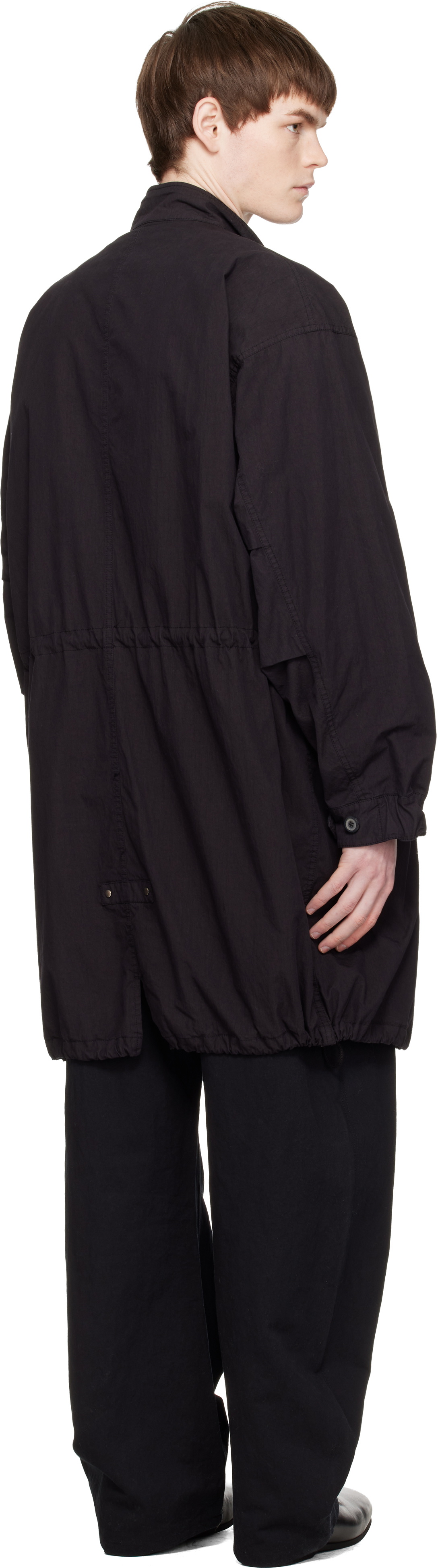 COOR Black Garment Dyed Fishtail Parka Coat