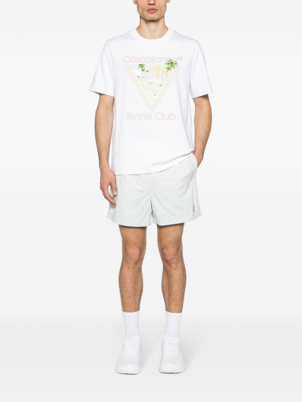 Casablanca White Tennis Club Print Organic Cotton T-Shirt