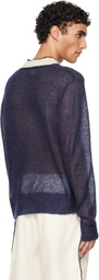 COMMAS Navy Mohair V Neck Sweater