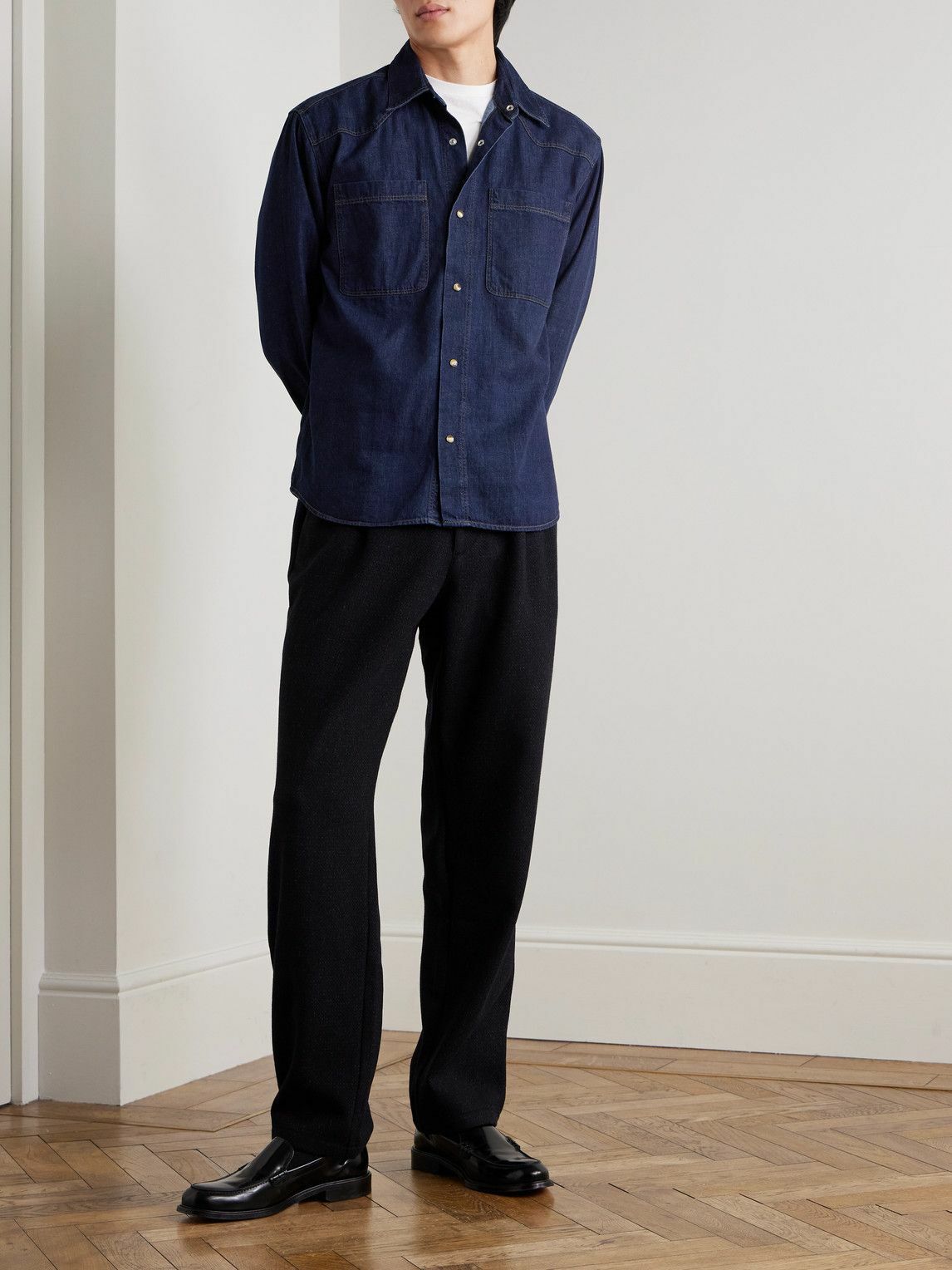 Oliver Spencer - Morton Straight-Leg Pleated Cotton-Blend Suit Trousers - Black