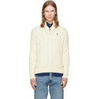 Polo Ralph Lauren Off-White Cable-Knit Cotton Quarter-Zip Sweater