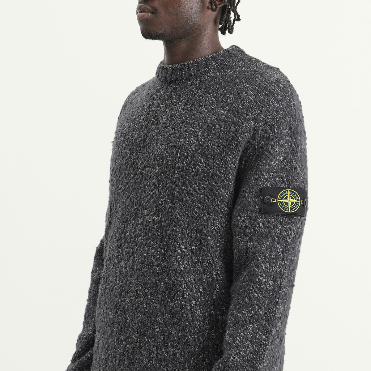 Stone Island Men's Speckled Wool Nylon Jumper in Lead Melange