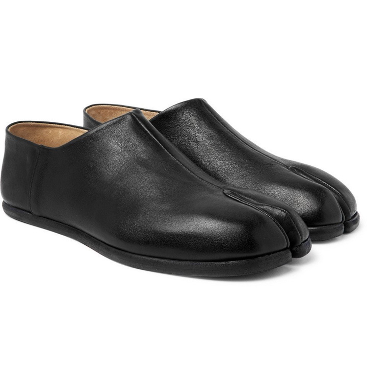 Photo: Maison Margiela - Tabi Collapsible-Heel Split-Toe Leather Loafers - Men - Black