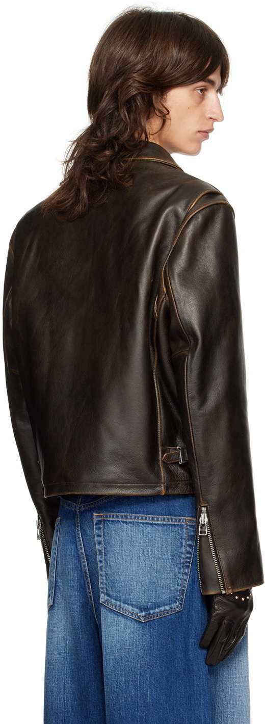 Tonywack Brown Cropped Leather Jacket