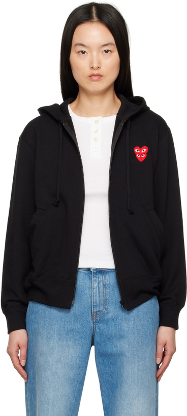 Photo: COMME des GARÇONS PLAY Black Layered Heart Hoodie