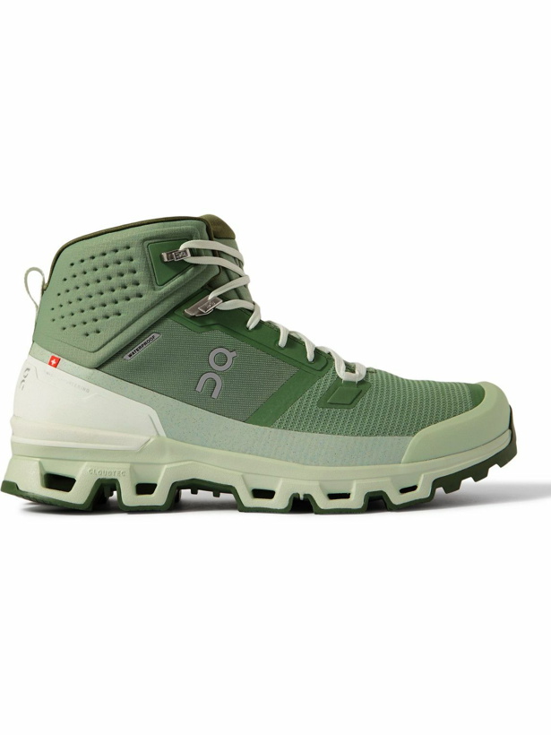 Photo: ON - Cloudrock 2 Waterproof Rubber-Trimmed Mesh Hiking Boots - Green