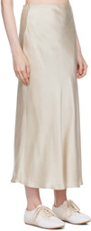 Silk Laundry Beige Bias-Cut Maxi Skirt