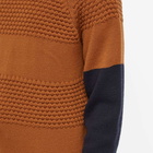 John Smedley Men's Colour Block Textured Crew Knit in Ginger/Midnight