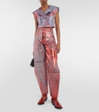 Ganni - Metallic barrel-leg jeans