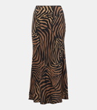 Rixo Ardith printed silk midi skirt